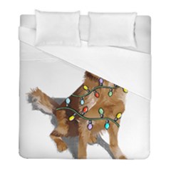 Golden Retriever Dog T- Shirt Golden Retriever Dog Santa Christmas Tree Lights Xmas T- Shirt Duvet Cover (full/ Double Size) by ZUXUMI