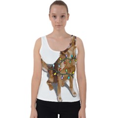 Golden Retriever Dog T- Shirt Golden Retriever Dog Santa Christmas Tree Lights Xmas T- Shirt Velvet Tank Top by ZUXUMI