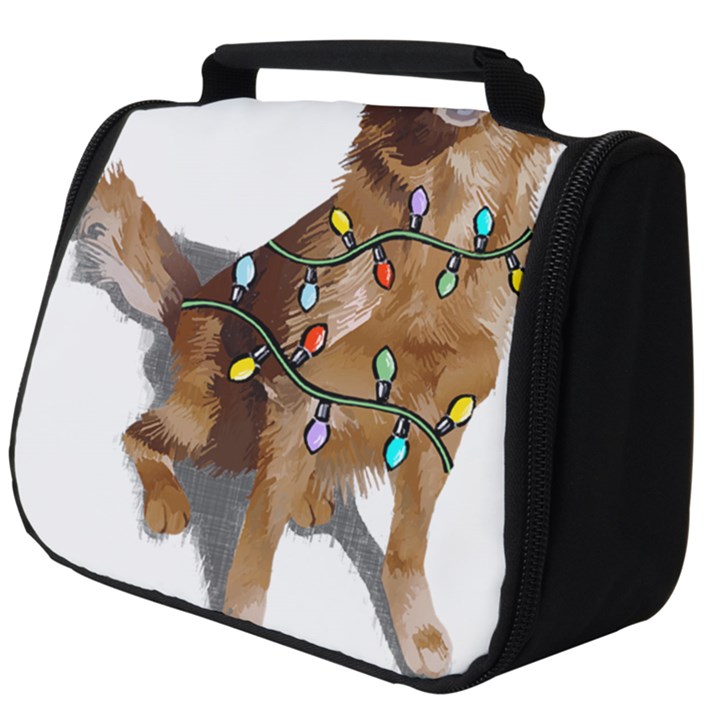 Golden Retriever Dog T- Shirt Golden Retriever Dog Santa Christmas Tree Lights Xmas T- Shirt Full Print Travel Pouch (Big)