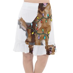 Golden Retriever Dog T- Shirt Golden Retriever Dog Santa Christmas Tree Lights Xmas T- Shirt Fishtail Chiffon Skirt