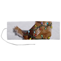 Golden Retriever Dog T- Shirt Golden Retriever Dog Santa Christmas Tree Lights Xmas T- Shirt Roll Up Canvas Pencil Holder (m)