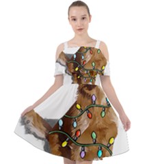 Golden Retriever Dog T- Shirt Golden Retriever Dog Santa Christmas Tree Lights Xmas T- Shirt Cut Out Shoulders Chiffon Dress