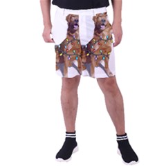 Golden Retriever Dog T- Shirt Golden Retriever Dog Santa Christmas Tree Lights Xmas T- Shirt Men s Pocket Shorts