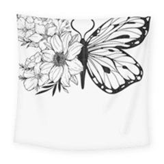 Butterfly T- Shirt Floral Butterfly T- Shirt Square Tapestry (large)