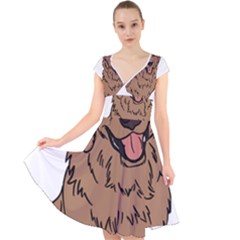 Golden Retriever T- Shirt A Golden Retriever T- Shirt Cap Sleeve Front Wrap Midi Dress