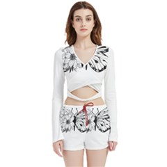 Butterfly T- Shirt Floral Butterfly T- Shirt Velvet Wrap Crop Top And Shorts Set by JamesGoode