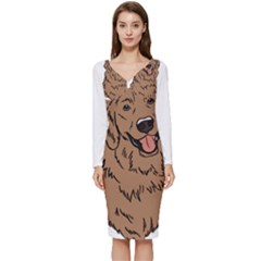 Golden Retriever T- Shirt A Golden Retriever T- Shirt Long Sleeve V-neck Bodycon Dress  by ZUXUMI