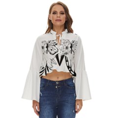 Butterfly T- Shirt Floral Butterfly T- Shirt Boho Long Bell Sleeve Top