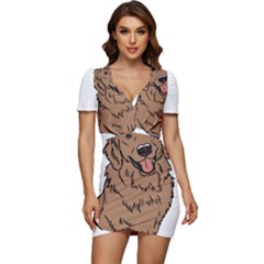 Golden Retriever T- Shirt A Golden Retriever T- Shirt Low Cut Cap Sleeve Mini Dress