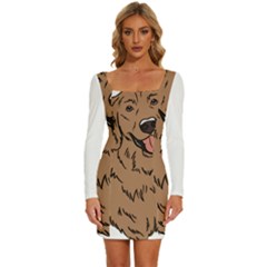 Golden Retriever T- Shirt A Golden Retriever T- Shirt Long Sleeve Square Neck Bodycon Velvet Dress