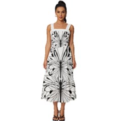 Butterfly T- Shirt Moon Butterfly T- Shirt Square Neckline Tiered Midi Dress by JamesGoode