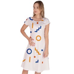 Abstract Dots And Line Pattern T- Shirt Abstract Dots And Line Pattern 4 Classic Short Sleeve Dress by EnriqueJohnson