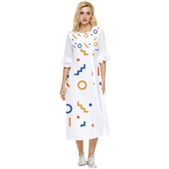 Abstract Dots And Line Pattern T- Shirt Abstract Dots And Line Pattern 4 Double Cuff Midi Dress by EnriqueJohnson