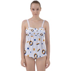 Abstract Dots And Line Pattern T- Shirt Abstract Dots And Line Pattern T- Shirt Twist Front Tankini Set by EnriqueJohnson