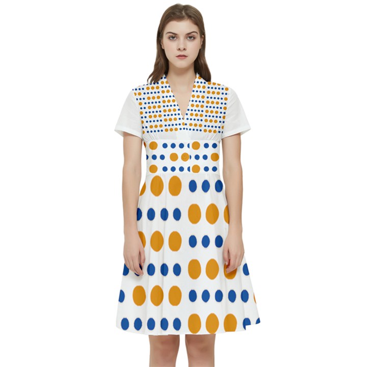 Abstract Dots Pattern T- Shirt Abstract Dots Pattern T- Shirt Short Sleeve Waist Detail Dress