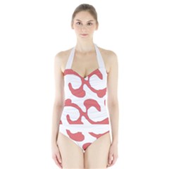 Abstract Pattern Red Swirl T- Shirt Abstract Pattern Red Swirl T- Shirt Halter Swimsuit by EnriqueJohnson