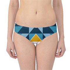 Abstract Pattern T- Shirt Hourglass Pattern  Sunburst Tones Abstract  Blue And Gold  Soft Furnishing Hipster Bikini Bottoms by EnriqueJohnson