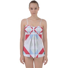 Abstract Pattern T- Shirt Hourglass Pattern  Urban Tones Abstract  Blue And Red  Soft Furnishings 4 Babydoll Tankini Set