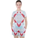 Abstract Pattern T- Shirt Hourglass Pattern  Urban Tones Abstract  Blue And Red  Soft Furnishings 4 Women s T-Shirt and Shorts Set View1