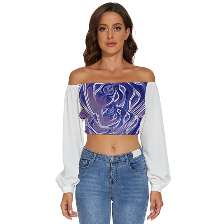 Abstract T- Shirt Abstract Colourful Aesthetic Beautiful Dream Love Romantic Retro Dark Design Vinta Long Sleeve Crinkled Weave Crop Top