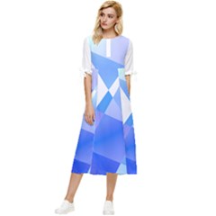 Abstract T- Shirt Blue Abstract Chess Cell Pattern Minimalism T- Shirt Bow Sleeve Chiffon Midi Dress by EnriqueJohnson