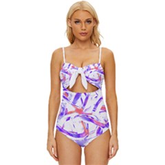 Abstract T- Shirt Entangled In Chaos T- Shirt Knot Front One-piece Swimsuit by EnriqueJohnson