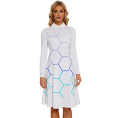 Abstract T- Shirt Honeycomb Pattern 6 Long Sleeve Shirt Collar A-line Dress by EnriqueJohnson