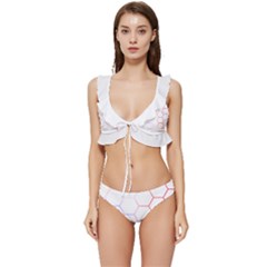 Abstract T- Shirt Honeycomb Pattern 7 Low Cut Ruffle Edge Bikini Set