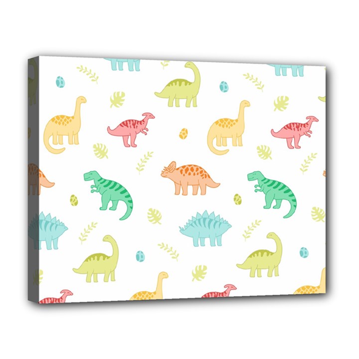 Animals Dinosaurs T-rex Pattern Canvas 14  x 11  (Stretched)