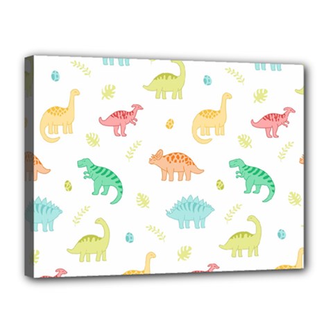 Animals Dinosaurs T-rex Pattern Canvas 16  X 12  (stretched) by Pakjumat