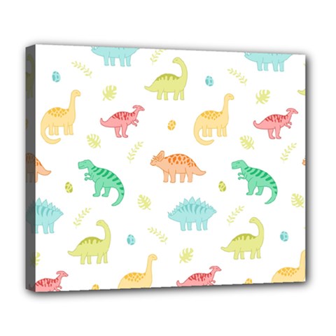 Animals Dinosaurs T-rex Pattern Deluxe Canvas 24  X 20  (stretched) by Pakjumat