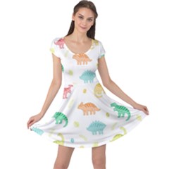 Animals Dinosaurs T-rex Pattern Cap Sleeve Dress by Pakjumat