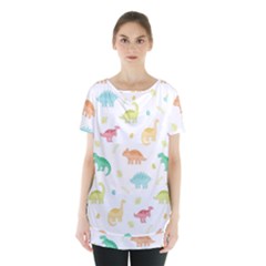 Animals Dinosaurs T-rex Pattern Skirt Hem Sports Top by Pakjumat