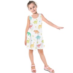 Animals Dinosaurs T-rex Pattern Kids  Sleeveless Dress by Pakjumat