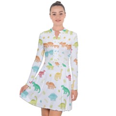 Animals Dinosaurs T-rex Pattern Long Sleeve Panel Dress by Pakjumat