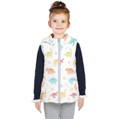 Animals Dinosaurs T-rex Pattern Kids  Hooded Puffer Vest by Pakjumat