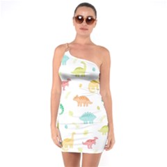 Animals Dinosaurs T-rex Pattern One Shoulder Ring Trim Bodycon Dress by Pakjumat