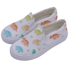 Animals Dinosaurs T-rex Pattern Kids  Canvas Slip Ons by Pakjumat