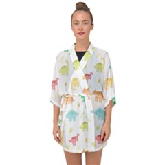 Animals Dinosaurs T-rex Pattern Half Sleeve Chiffon Kimono by Pakjumat