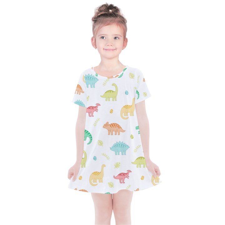 Animals Dinosaurs T-rex Pattern Kids  Simple Cotton Dress