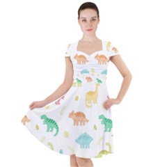 Animals Dinosaurs T-rex Pattern Cap Sleeve Midi Dress by Pakjumat