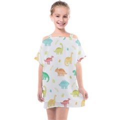 Animals Dinosaurs T-rex Pattern Kids  One Piece Chiffon Dress by Pakjumat