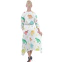 Animals Dinosaurs T-rex Pattern Quarter Sleeve Wrap Front Maxi Dress View2