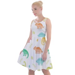 Animals Dinosaurs T-rex Pattern Knee Length Skater Dress by Pakjumat