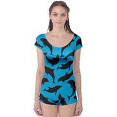 Dolphin Silhouette Pattern Boyleg Leotard  by Pakjumat