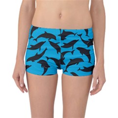 Dolphin Silhouette Pattern Reversible Boyleg Bikini Bottoms by Pakjumat