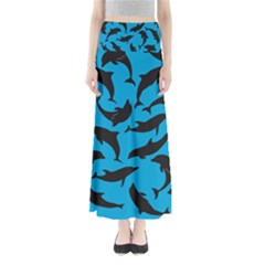 Dolphin Silhouette Pattern Full Length Maxi Skirt by Pakjumat