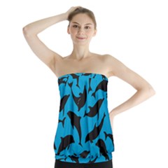 Dolphin Silhouette Pattern Strapless Top by Pakjumat