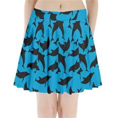 Dolphin Silhouette Pattern Pleated Mini Skirt