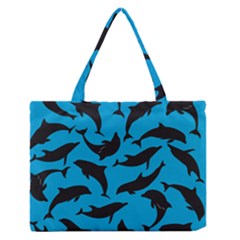 Dolphin Silhouette Pattern Zipper Medium Tote Bag